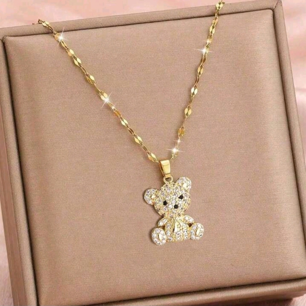18 K Gold Plated Teddy Bear Pendant Necklace Kid 3-14yr NWT